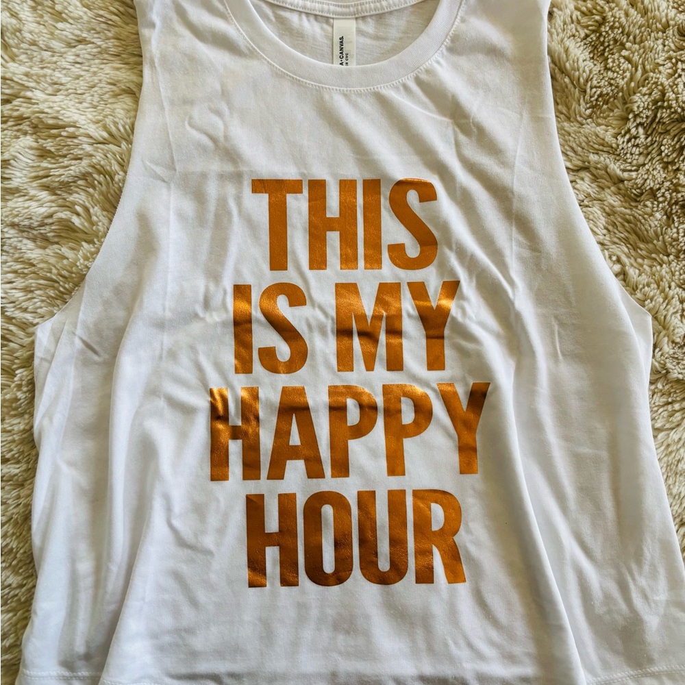Bella Canvas White Muscle Tee with Gold Print